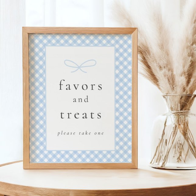 Simple Modern Blue Plaid Bow Baby Shower Sign (Creator Uploaded)