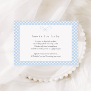 Simple Modern Blue Plaid Bow Books for Baby Enclosure Card