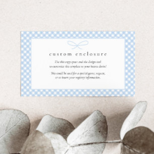 Simple Modern Blue Plaid Bow DIY Enclosure Card