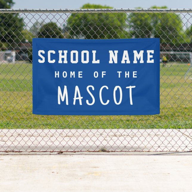 Simple Modern Blue School Name Home of the Mascot Banner (Insitu)