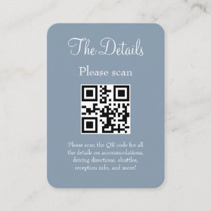 Simple Modern Blue Wedding Details with QR Code Enclosure Card