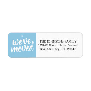 Simple Modern Blue We've Moved Return Address Return Address Label