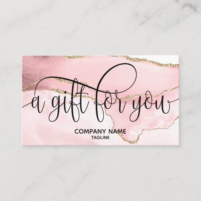 Simple & Modern Blush Pink Agate Gift Card (Front)