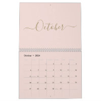 Simple modern blush pink gold script month custom