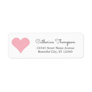 Simple Modern Blush Pink Heart Girly Script Name Return Address Label