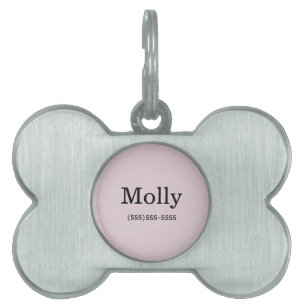 Simple Modern Blush Pink Pet Name Number ID Tag