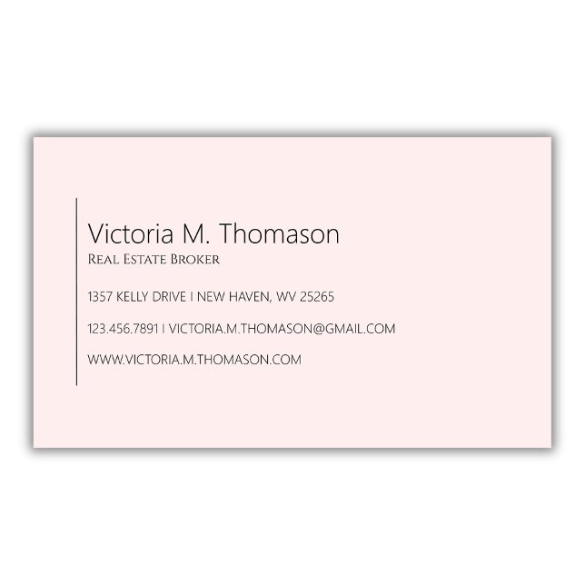 Simple Modern Blush Pink Real Estate Professional  Business Card (Creator Uploaded)