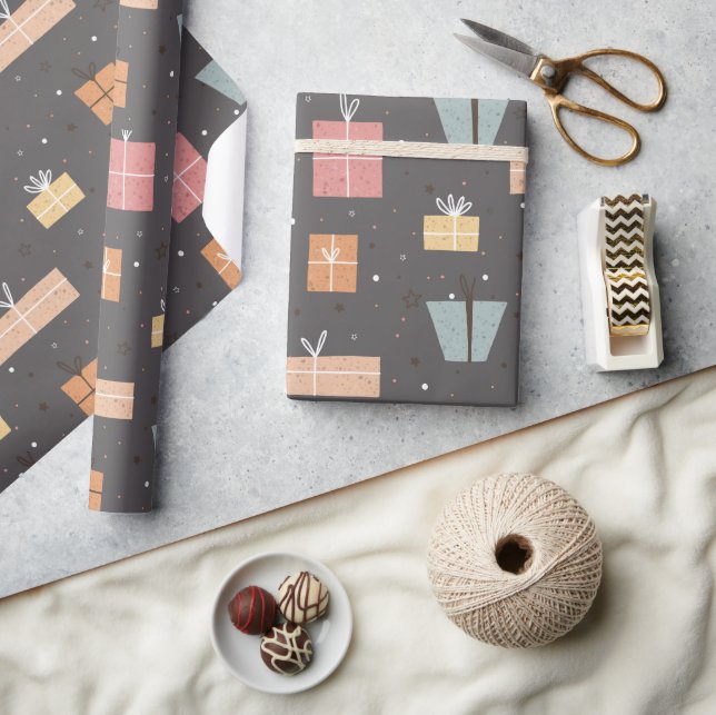 Simple Modern Boho Minimalist Christmas Present Wrapping Paper (Crafts)