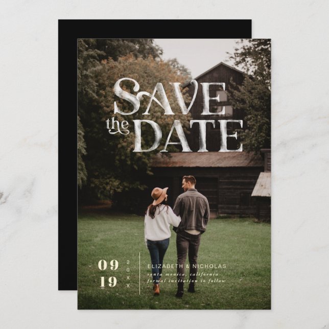 Simple Modern Boho | Photo Save the Date (Front/Back)