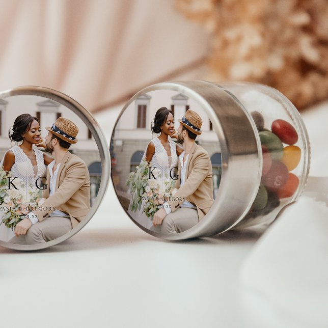 Simple Modern Boho | Photo Wedding Classic Round Sticker (Creator Uploaded)