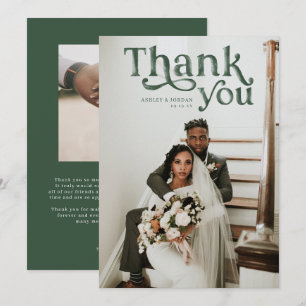 Simple Modern Boho Photo Wedding Thank You Card