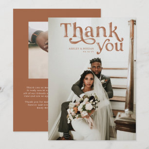 Simple Modern Boho   Photo Wedding Thank You Card