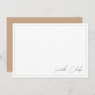 Simple Modern Boho Tan Border Handwritten Script Card