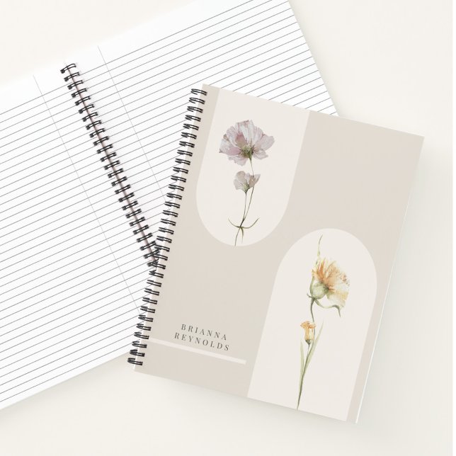 Simple Modern Boho Wildflowers on Neutral Beige Notebook (Creator Uploaded)