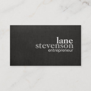 Simple Modern Bold Font Linen Look Black Business Card