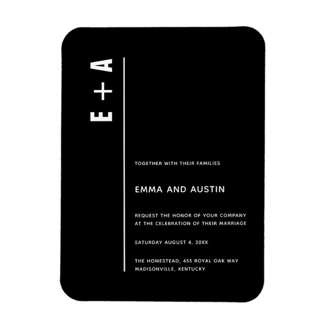 Simple Modern Bold Minimalist Initials Wedding Magnet (Vertical)