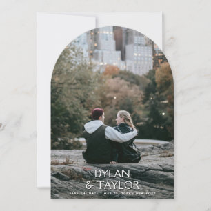 Simple Modern Bold Name Arched Full Photo Save The Date