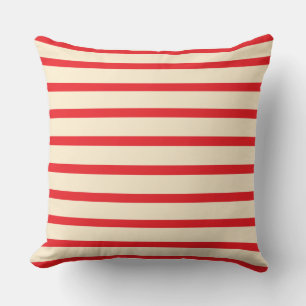 Simple Modern Bold Red Cabana Striped Cushion