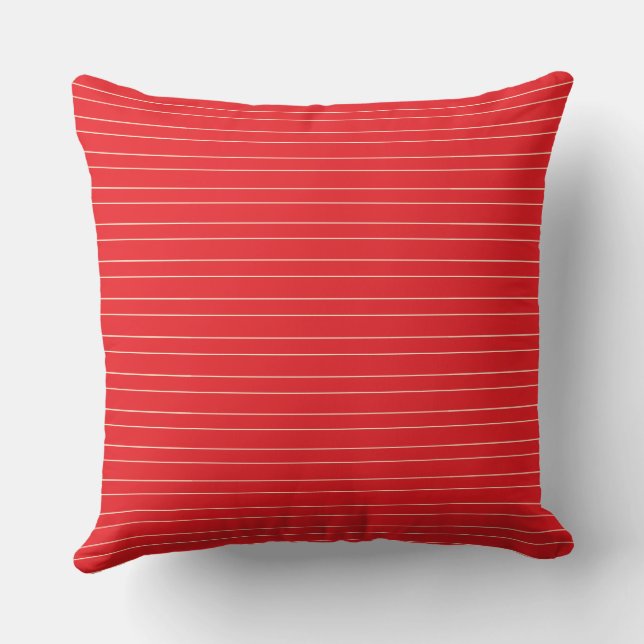 Simple Modern Bold Red Cabana Striped  Cushion (Back)