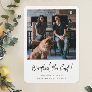 Simple Modern Borders Photo Wedding Elopement Announcement