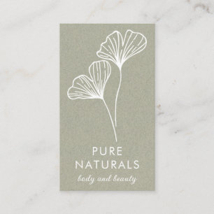 Simple Modern Botanical Leaf Green Modern Natural Business Card