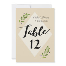 Simple Modern Botanical Wedding Table Number Card