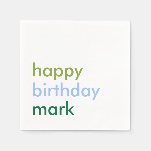 Simple modern boy birthday napkin (Front)