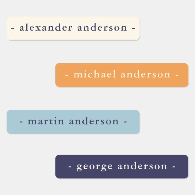 Simple Modern Boy Colors Waterproof Name (Group)