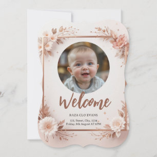 Simple Modern  Boy or Girl Photo Birth Announcemen