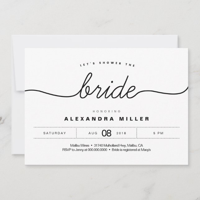 Simple Modern Bridal Shower Invitation (Front)