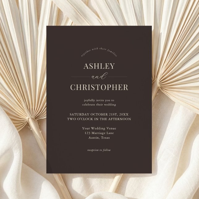 Simple Modern Brown Elegant Wedding Invitation (Creator Uploaded)