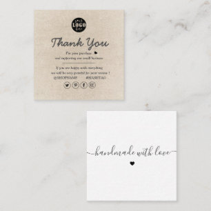Simple Modern Brown Smooth Thank You Square Business Card