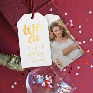 Simple Modern Brush Typo We Do Wedding Love Photo Gift Tags