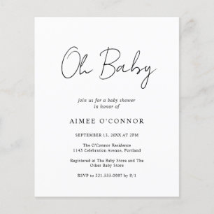 Simple Modern Budget Baby Shower Invitation