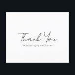 Simple Modern Budget Business Thank You Card<br><div class="desc">Modern black and white budget business thank you card featuring a simple and minimalist layout with "Thank You" on the front in an elegant script typography. The back has your personal message along with your QR code and social media icons. This professional thank you card is great for any small...</div>