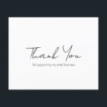 Simple Modern Budget Business Thank You Card<br><div class="desc">Modern black and white budget business thank you card featuring a simple and minimalist layout with "Thank You" on the front in an elegant script typography. The back has your personal message along with your QR code and social media icons. This professional thank you card is great for any small...</div>