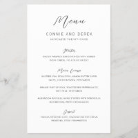 Simple Modern Budget Wedding Menu