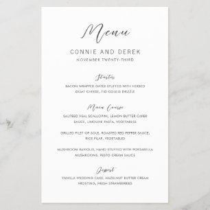 Simple Modern Budget Wedding Menu