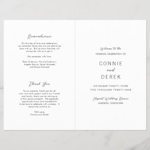 Simple Modern Budget Wedding Program Flyer
