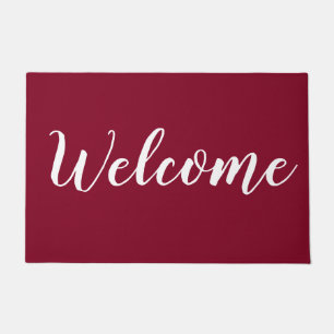 Simple Modern Burgundy  Script Typography Welcome Doormat
