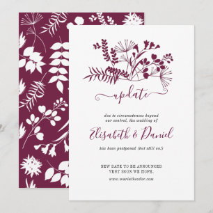 Simple Modern Burgundy Wedding Update Invitation