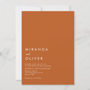 Simple Modern Burnt Orange Monogram Wedding Invitation