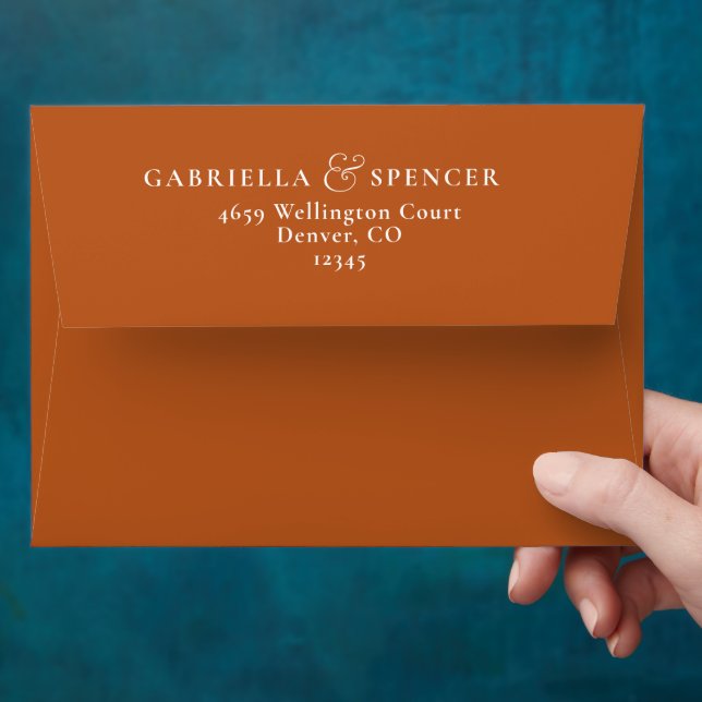 Simple Modern Burnt Orange Wedding Envelope (Hand)