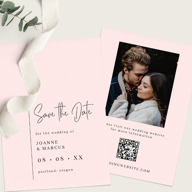 Simple Modern Bush Photo & QR Code Save The Date (Creator Uploaded)