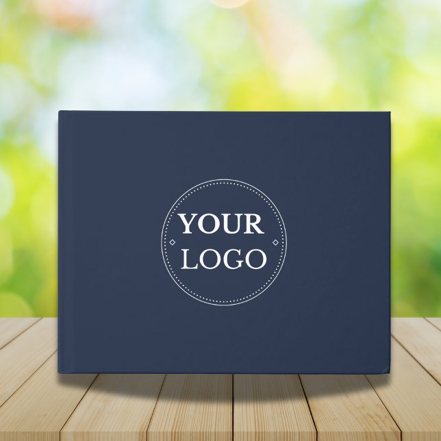 Simple Modern Business Company Logo Navy Blue Guest Book (Creator Uploaded)