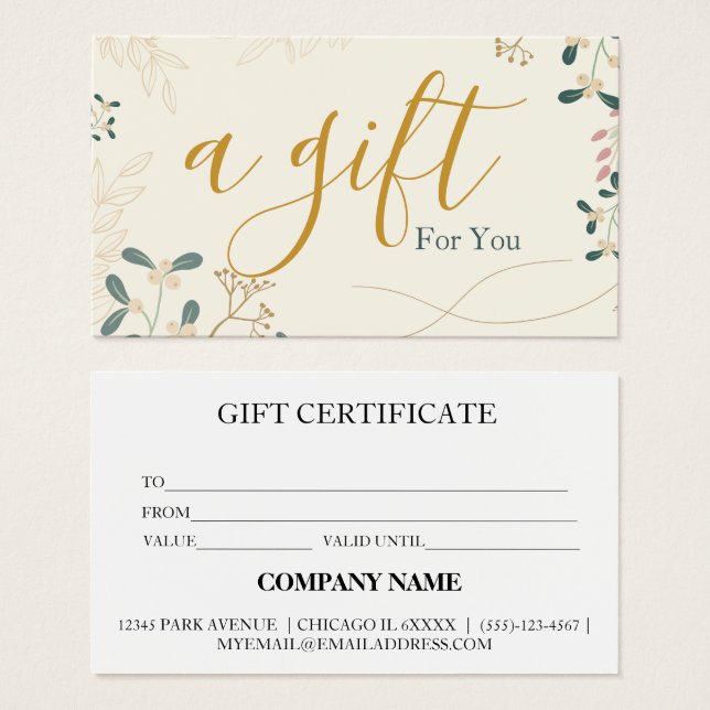 Simple & Modern Business Gift Certificate (Front & Back)