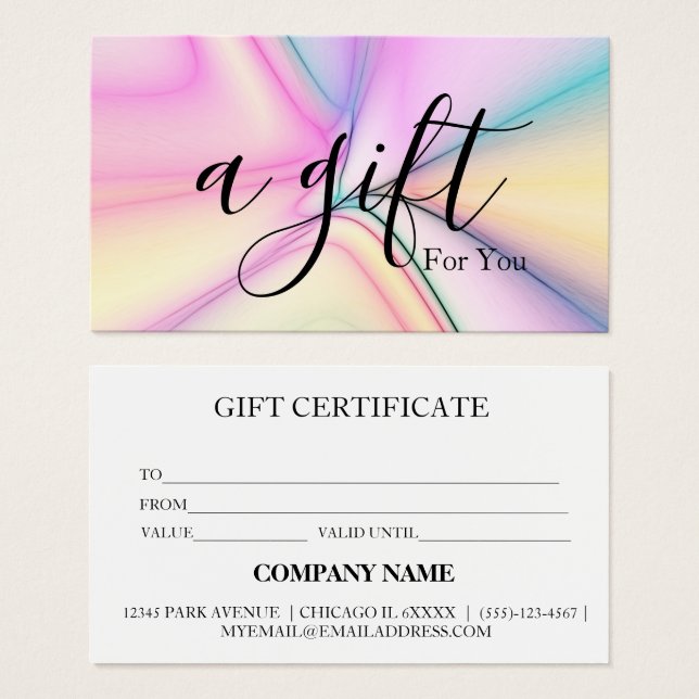 Simple & Modern Business Gift Certificate (Front & Back)