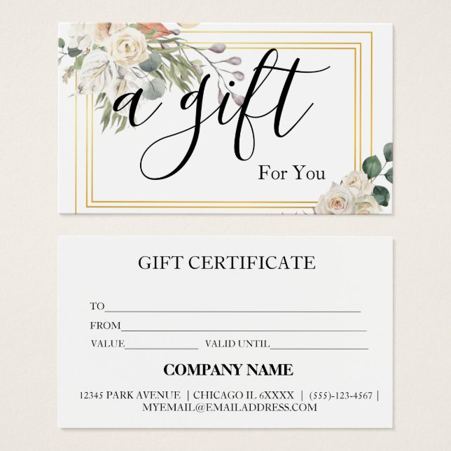 Simple & Modern Business Gift Certificate (Front & Back)