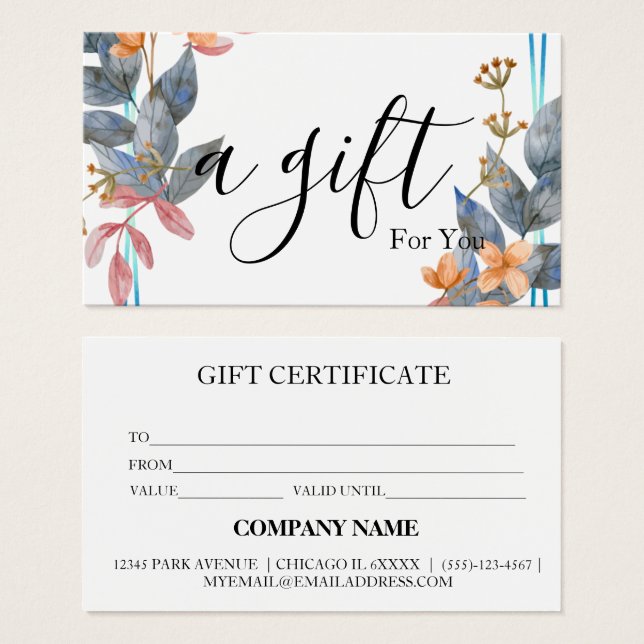 Simple & Modern Business Gift Certificate (Front & Back)