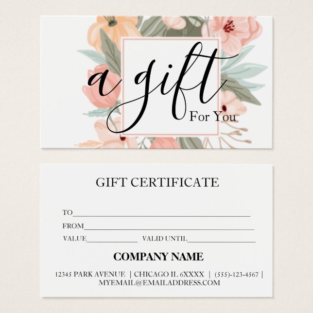 Simple & Modern Business Gift Certificate (Front & Back)